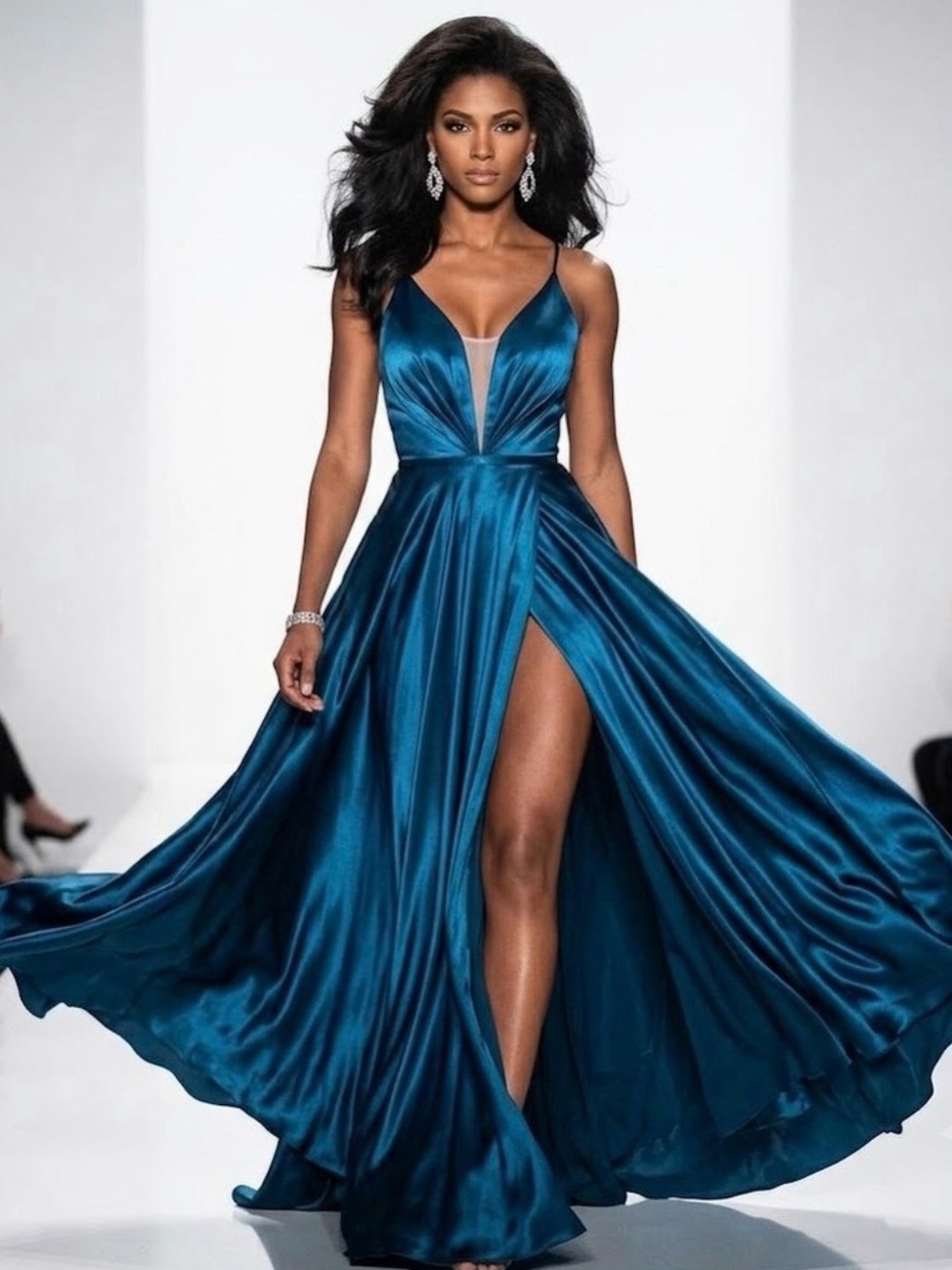 Betsy & Adams dark teal gown